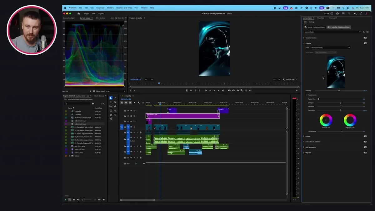 Урок кольорокорекції: таймлайн, Lumetri Color і скопи в Adobe Premiere Pro